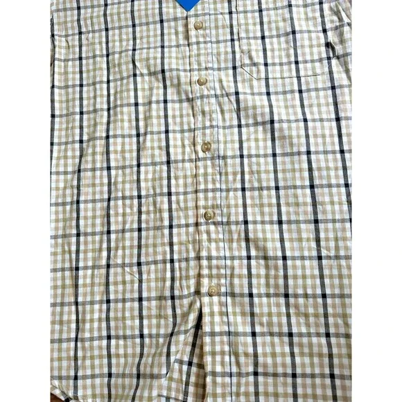 Columbia Men's Rapid Rivers Plaid Short Sleeves Button Down Cotton Shirt Beige L - Picture 7 of 8